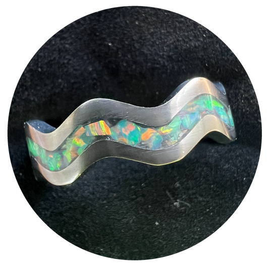 Iridescent Opal Wave Ring